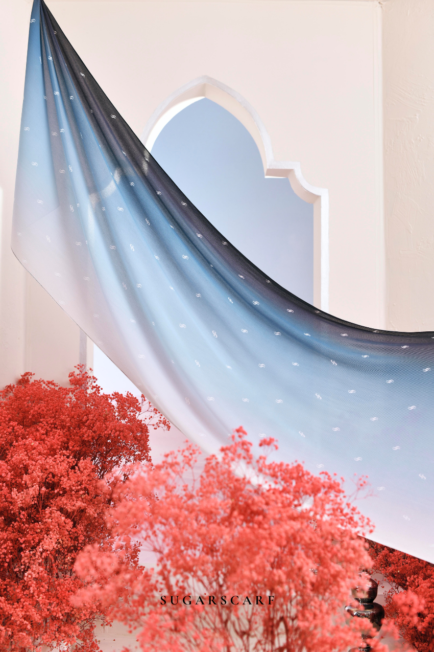 (SAMPLE) OmbreMonogram Pleated Shawl in Santorini