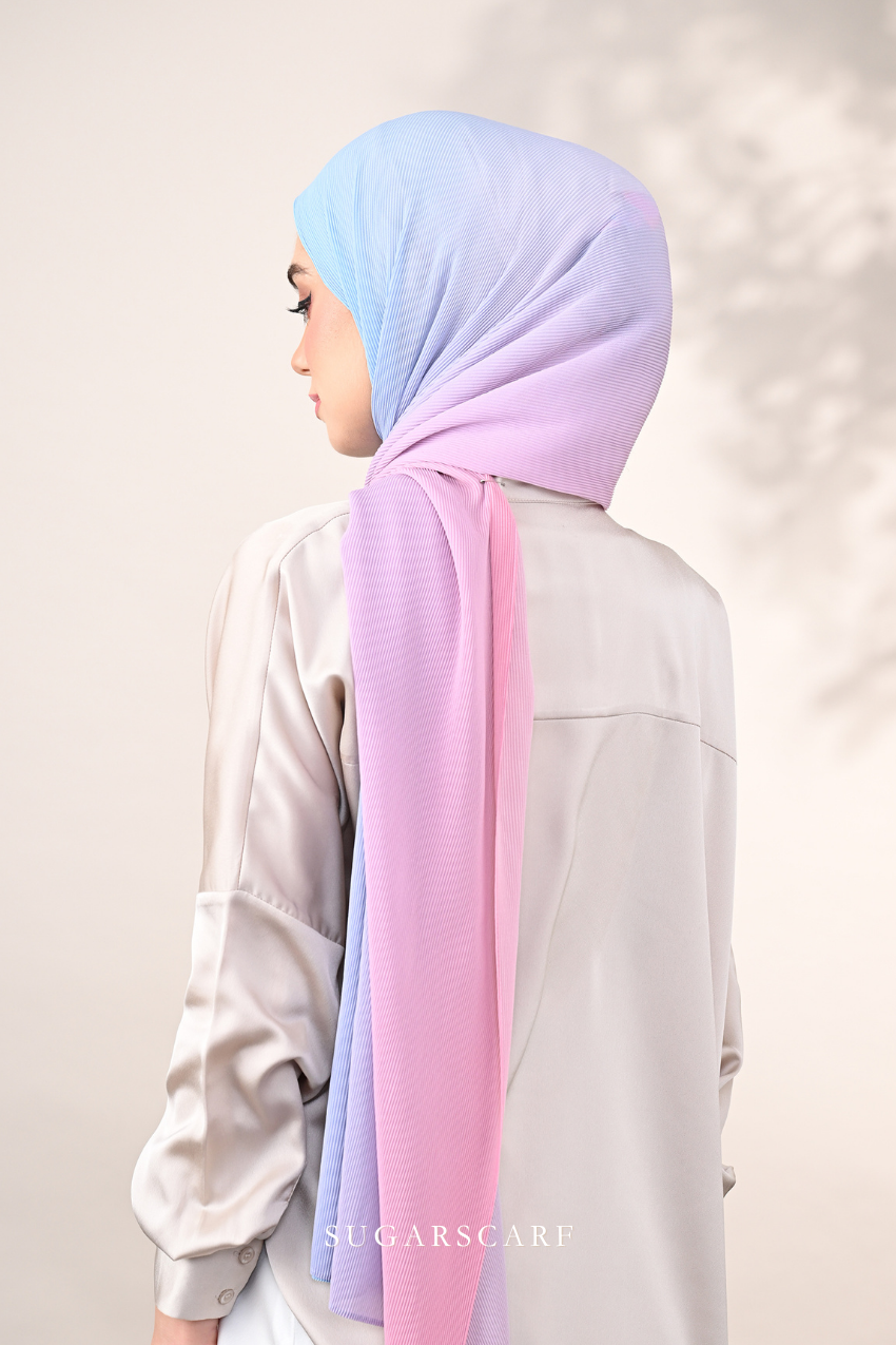 ( Full Wide Pleats Shawl ) Ombre ( Cotton Candy )