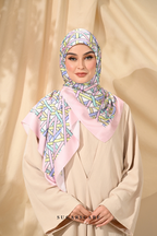 YES DEFECT - ( Square ) Classy Simpulan Mixed Satin Silk Scarf ( FAJAR )