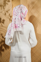 YES DEFECT - ( Square ) Seri Blooming Mixed Satin Silk Scarf ( NILA )