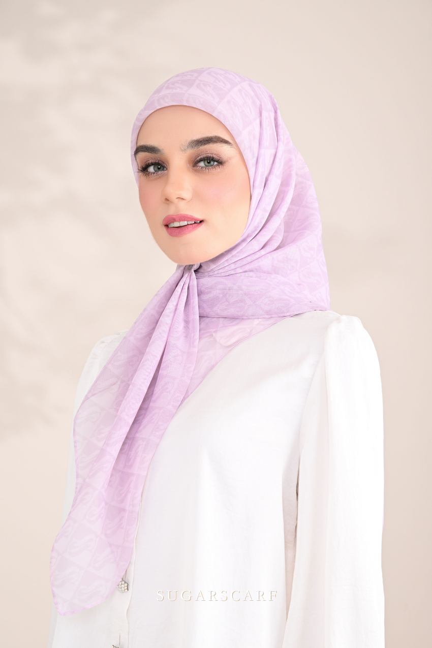 YES DEFECT - ( Square ) SSMonogramJP Voile in ( Soft Liliac )