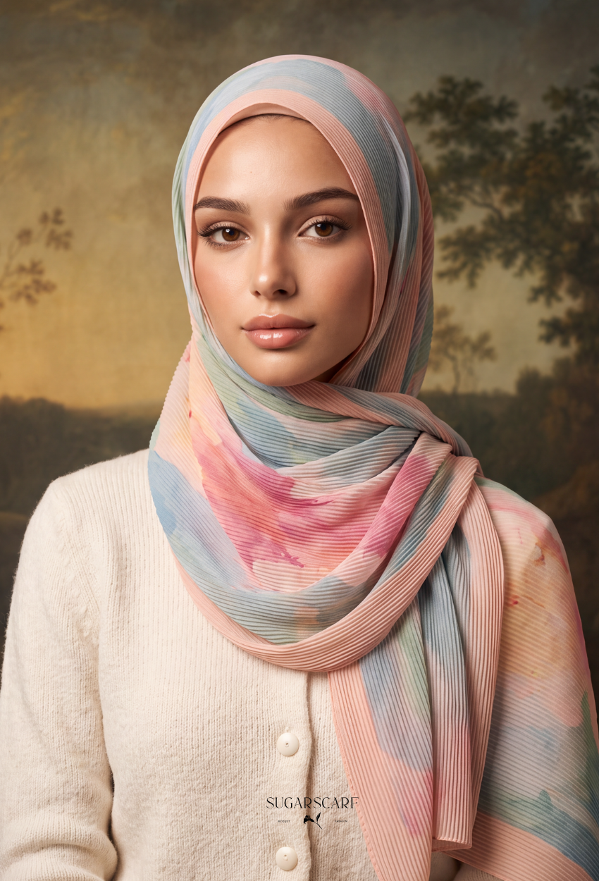 Fall In Love Wide Ultra Fine Pleated Shawl Ironless · in Clara