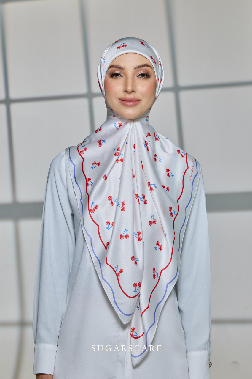 ( Square ) Celeste Matte Satin Silk Scarf ( SISTERS )