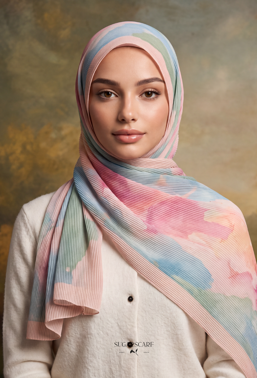 Fall In Love Wide Ultra Fine Pleated Shawl Ironless · in Clara