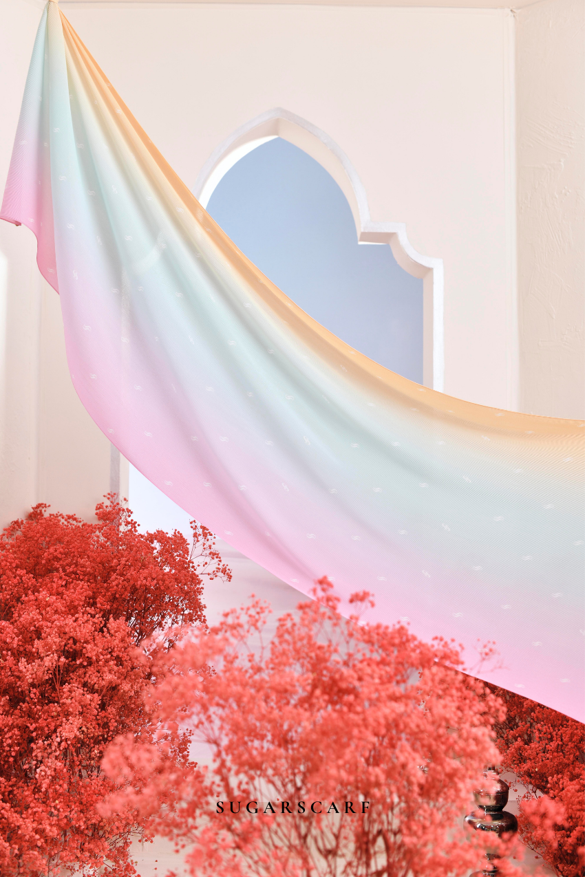 (SAMPLE) OmbreMonogram Pleated Shawl in Tokyo