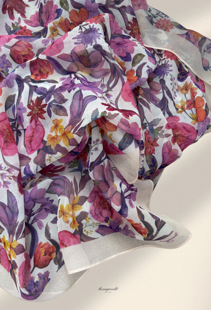 TSE BloomInvitation Japanese Cotton Voile Square - Etna