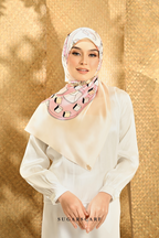 ( Square ) Seri Raya Riang Mixed Satin Silk Scarf ( BUTTER COOKIE )