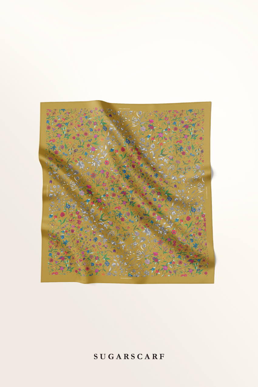 YES ( Japanese Voile Square Scarf 46inch ) Enchanted Garden ( STARDUST )
