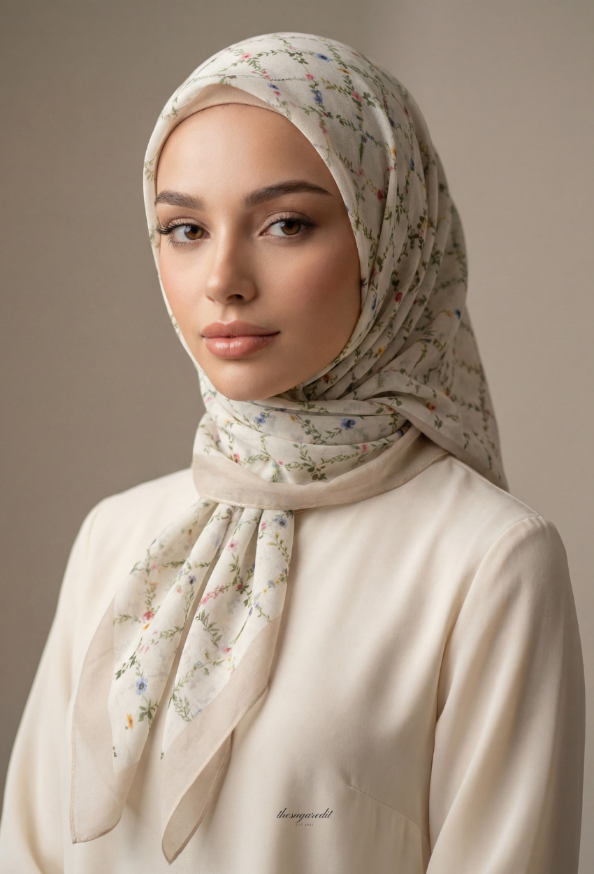 TSE BloomInvitation Japanese Cotton Voile Square - Bursa