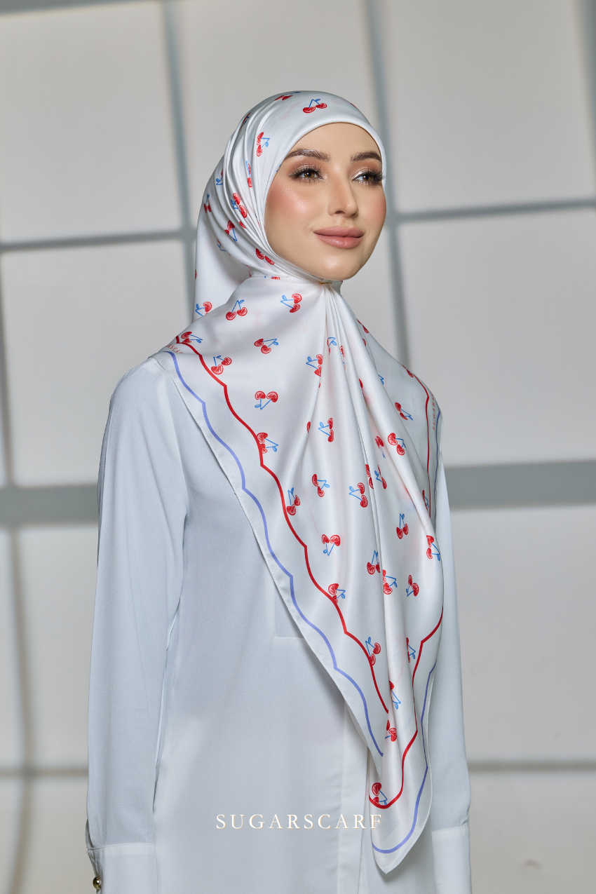 ( Square ) Celeste Matte Satin Silk Scarf ( SISTERS )