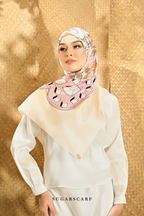 ( Square ) Seri Raya Riang Mixed Satin Silk Scarf ( BUTTER COOKIE )