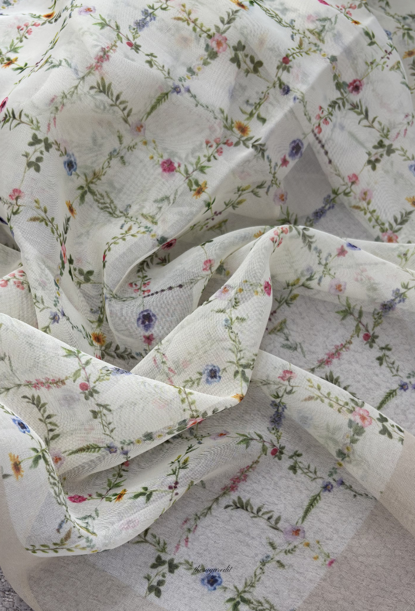 TSE BloomInvitation Japanese Cotton Voile Square - Bursa