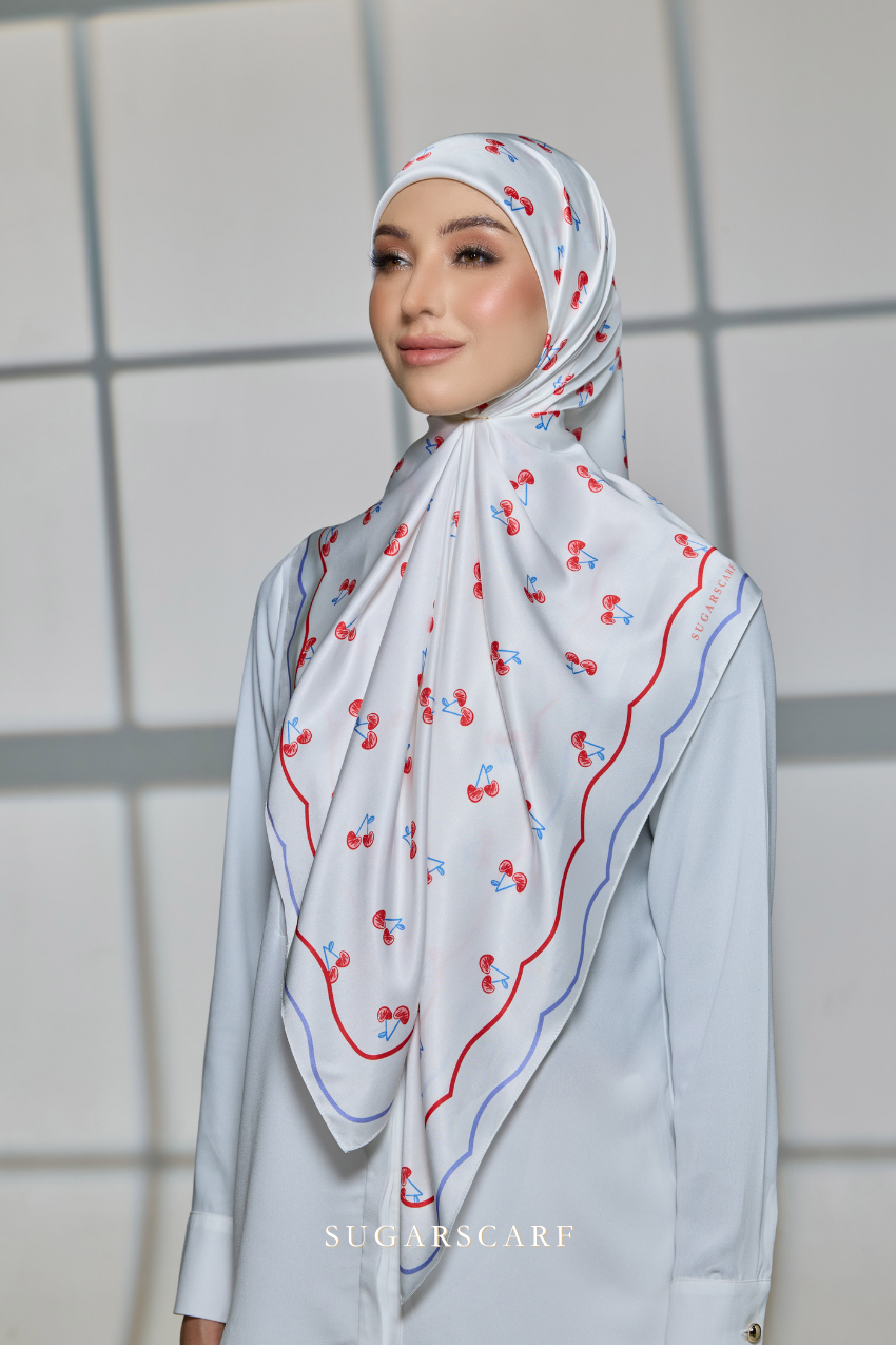 ( Square ) Celeste Matte Satin Silk Scarf ( SISTERS )