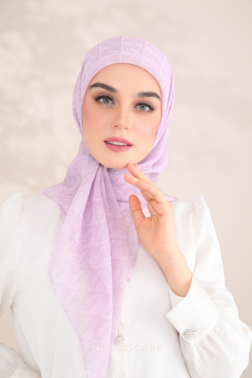YES DEFECT - ( Square ) SSMonogramJP Voile in ( Soft Liliac )