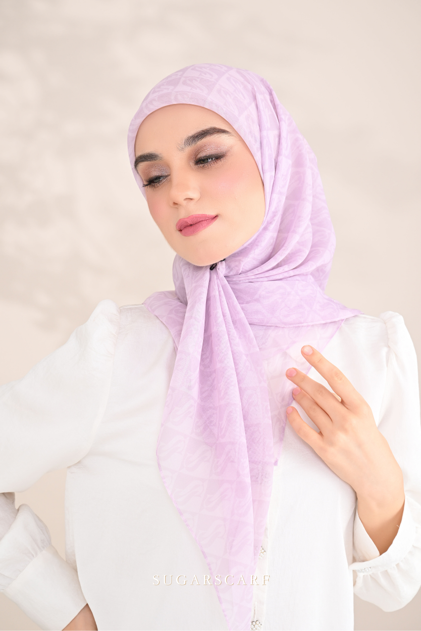 YES DEFECT - ( Square ) SSMonogramJP Voile in ( Soft Liliac )