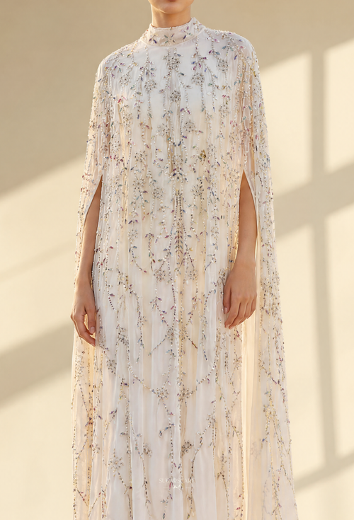 Angeline Crystal Beads Drape In Pearl