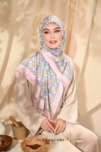 YES DEFECT - ( Square ) Classy Simpulan Mixed Satin Silk Scarf ( FAJAR )
