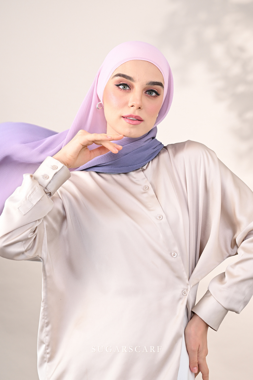 (SAMPLE) ( Full Wide Pleats Shawl ) Ombre ( Orchid Garden )