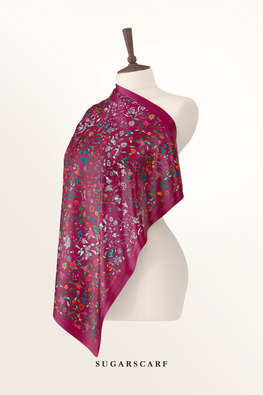 YES ( Japanese Voile Square Scarf 46inch) Enchanted Garden ( MYSTIC )