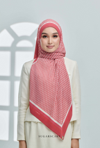 ( Full Wide Pleats Shawl ) Classy Monogram ( DARK ORANGE ) - RED ORANGE