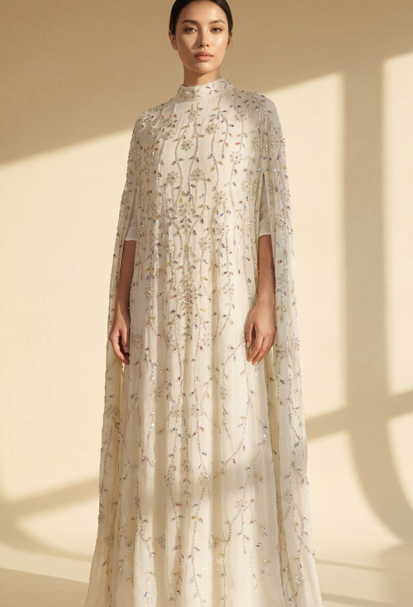 Angeline Crystal Beads Drape In Pearl