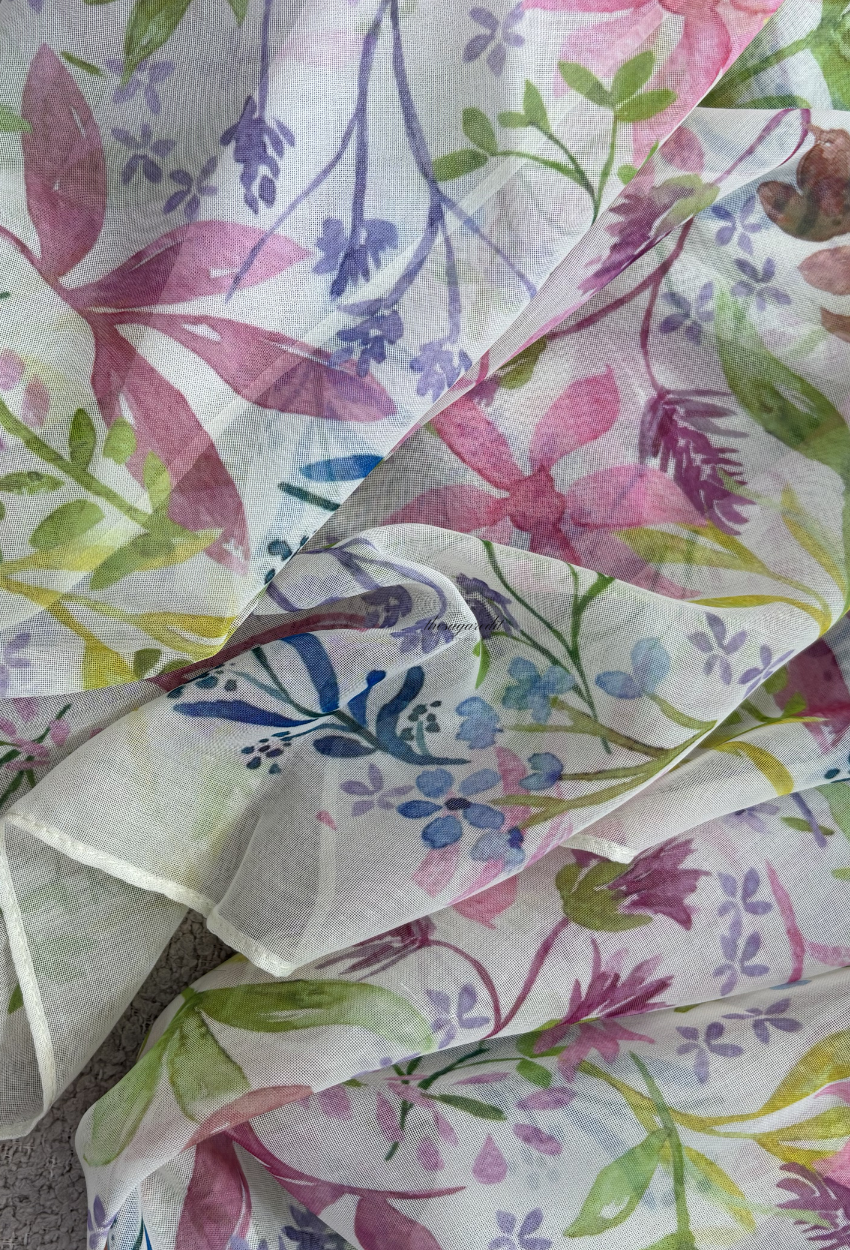 TSE BloomInvitation Japanese Cotton Voile Square - Qisty