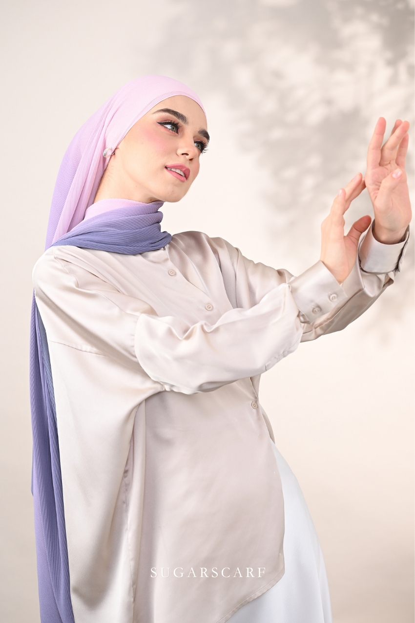 (SAMPLE) ( Full Wide Pleats Shawl ) Ombre ( Orchid Garden )