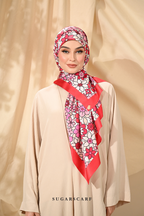 YES DEFECT - ( Square ) Eid Flower Power Mixed Satin Silk Scarf ( DRAMA )
