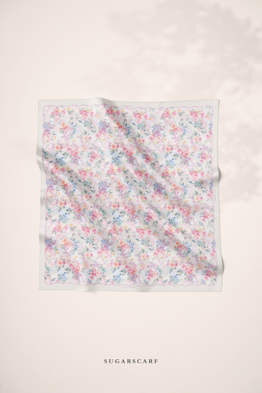 ( Square ) Dear Rose Mixed Satin Silk Square ( Embrace )