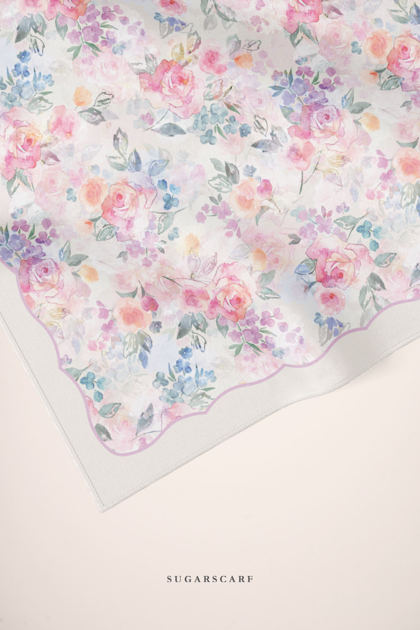 ( Square ) Dear Rose Mixed Satin Silk Square ( Embrace )