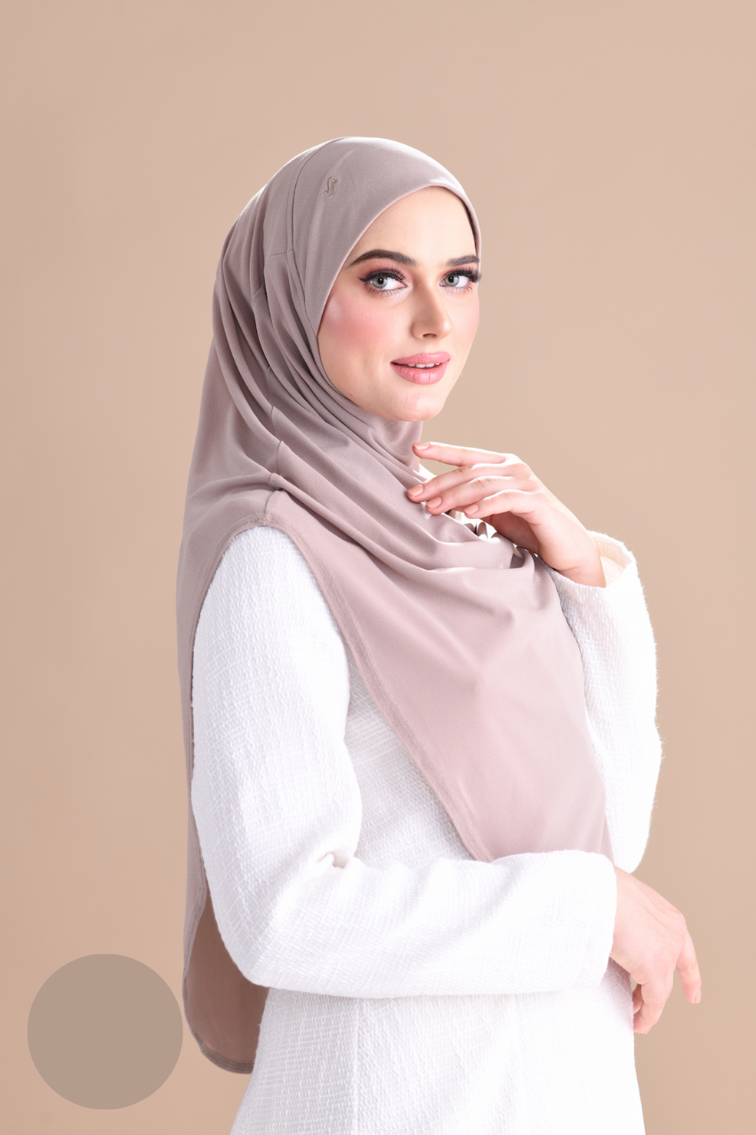 Iris Slip On Plain Hijab (Beige)