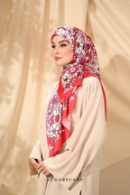 YES DEFECT - ( Square ) Eid Flower Power Mixed Satin Silk Scarf ( DRAMA )