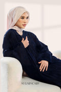 Noir Éclat Diane Embroidery Luxe Abaya Outer in Sapphire Noir