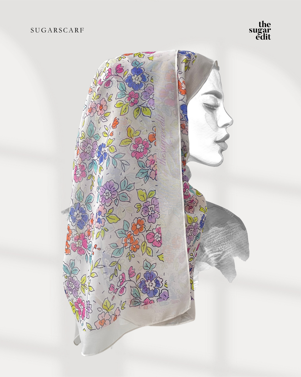 YES DEFECT - TSE Scarves of Love Paris Cotton Voile Long Shawl ( Grace)