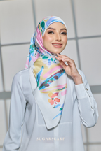 YES DEFECT - ( Square ) Celeste Matte Satin Silk Scarf ( FIREWORKS )