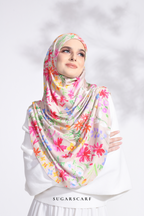 Petite Ditsy Floral in Iris Slip On Hijab (Beige)