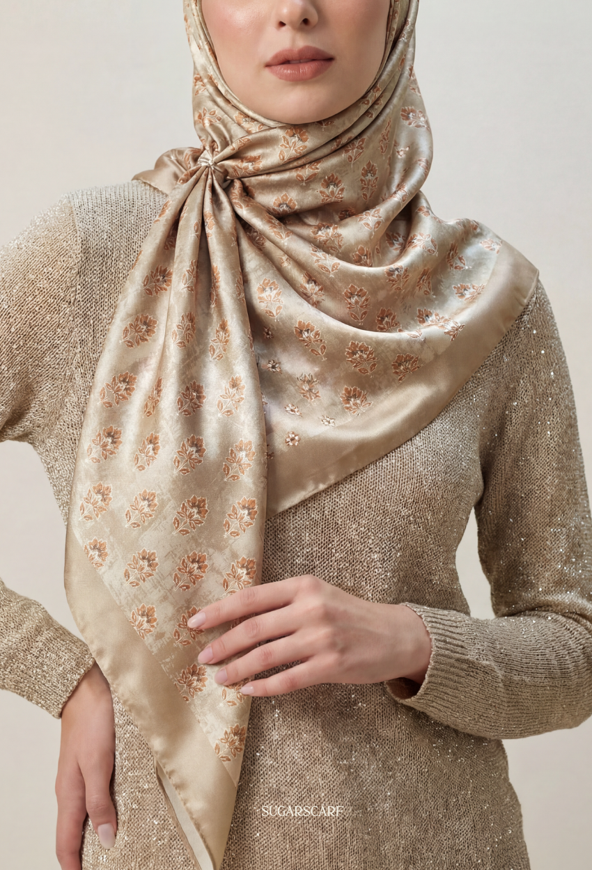 Eid Classy 2026 Scarves Mixed Satin Square in Terra Elite - Send after 2nd March