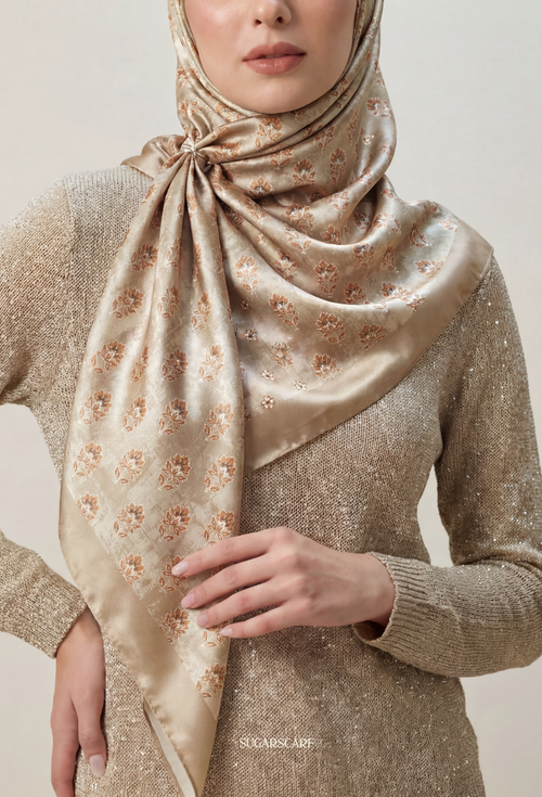 Eid Classy 2026 Scarves Mixed Satin Square in Terra Elite