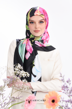 YES ( Square ) Seri Fiora Mixed Satin Silk Scarf ( SERI MALAM )