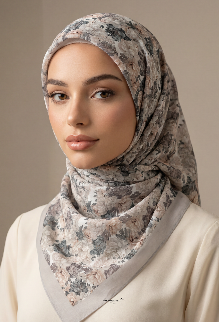TSE BloomInvitation Japanese Cotton Voile Square - ⁠Saint-tropez
