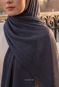 ( Full Wide Pleats Shawl ) Elegant Folds Everyday -( Shadow - Dark Gray )