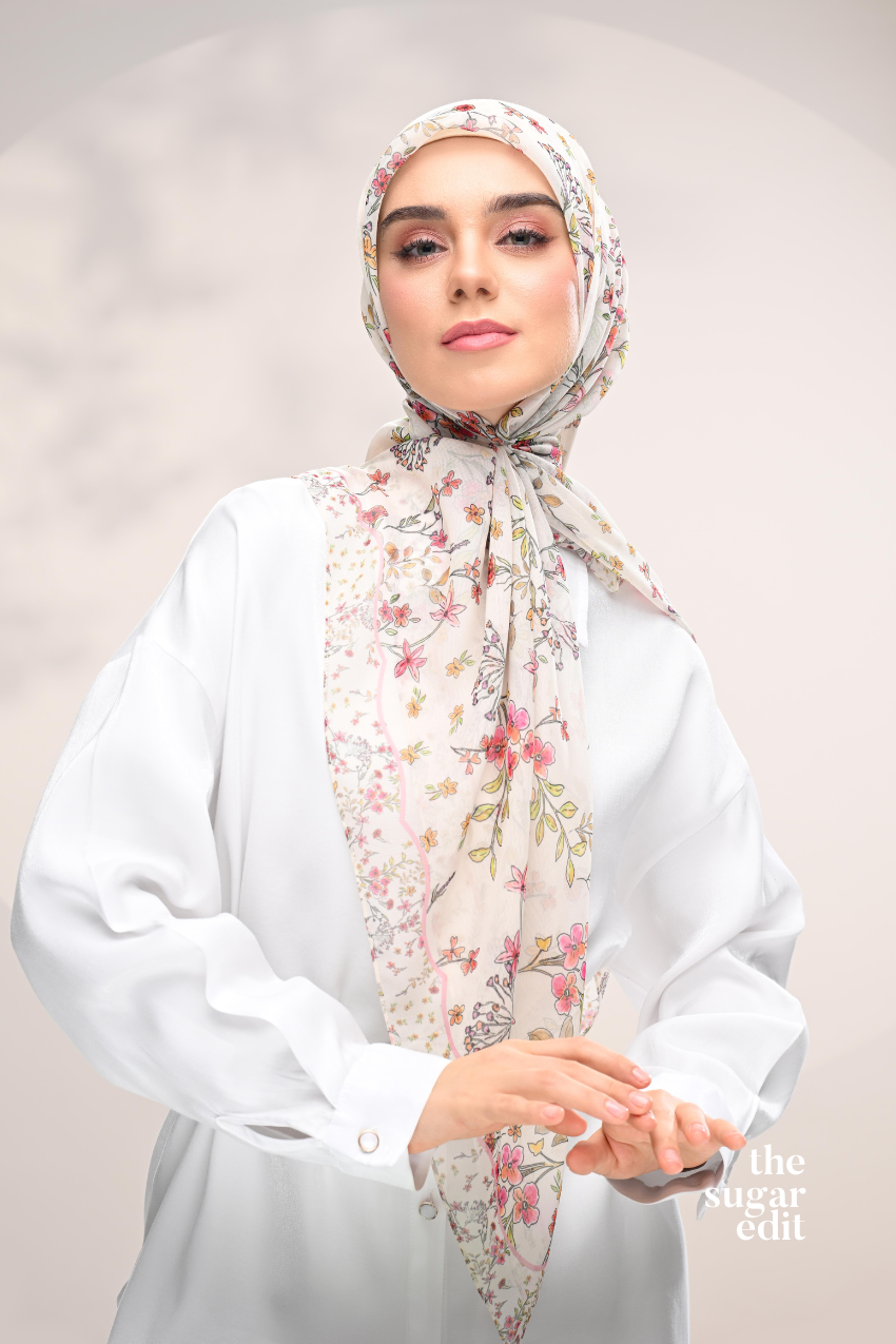 YES DEFECT - THESUGAREDIT Whispering Bloom Japanese Cotton Voile In (Serene Blossom)