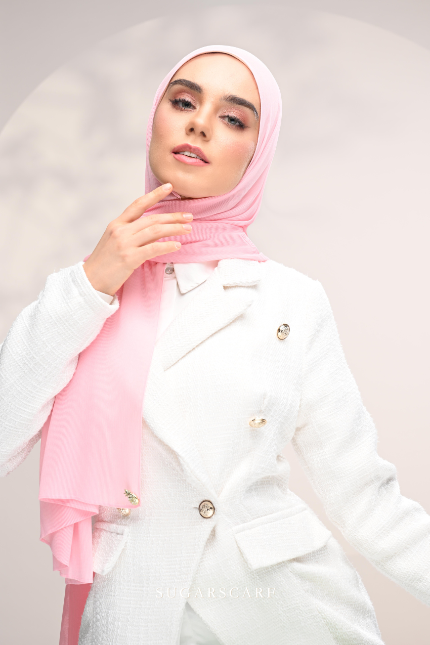 YES DEFECT - ( Full Wide Pleats Shawl ) Elegant Folds Everyday Ironless Pleats Shawl ( Lace )