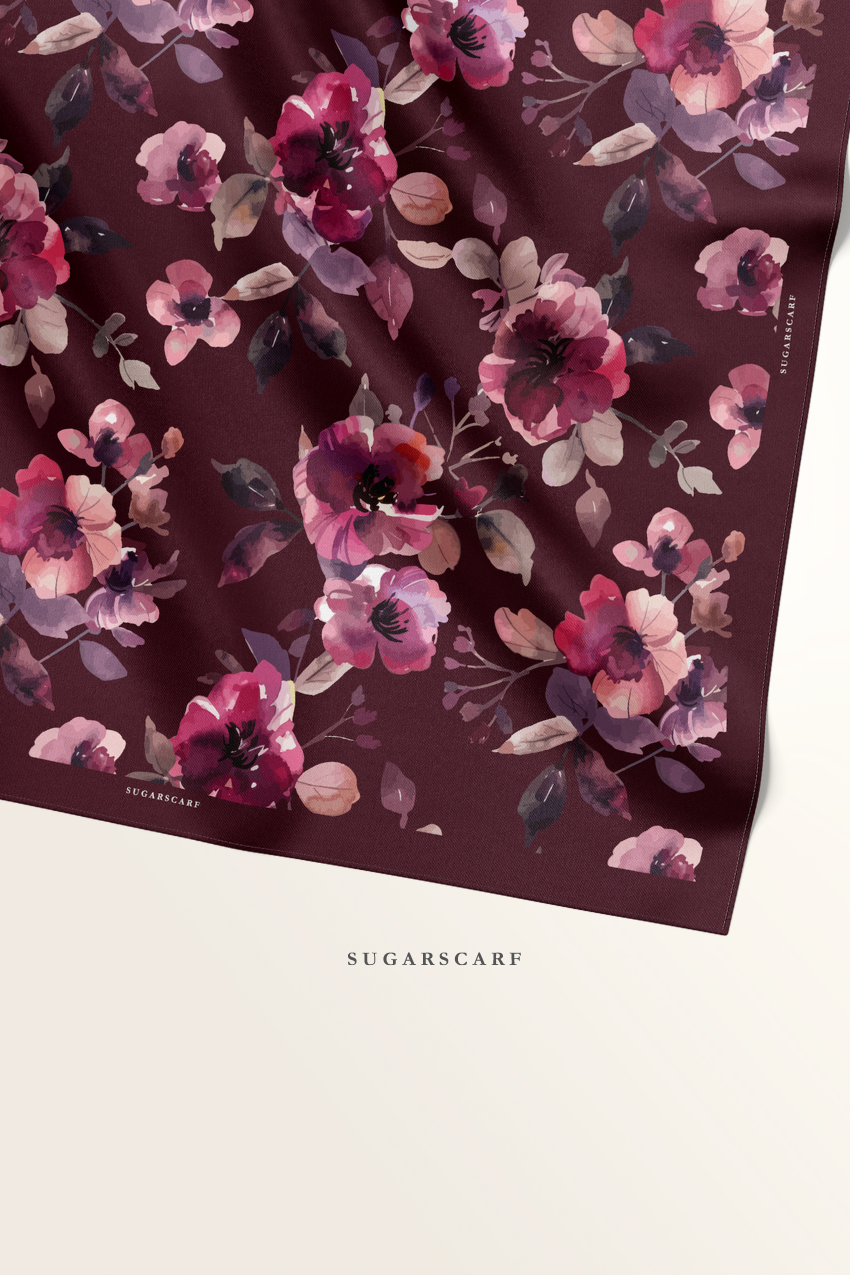 ( Square ) Morning Bloom Mixed Satin Silk Square ( Off Day )