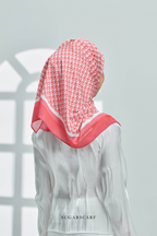 ( Square ) Classy Monogram Mixed Satin Silk Scarf ( Dark Orange )