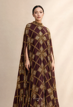 Cleopatra Crystal Beads Drape In Deep Maroon