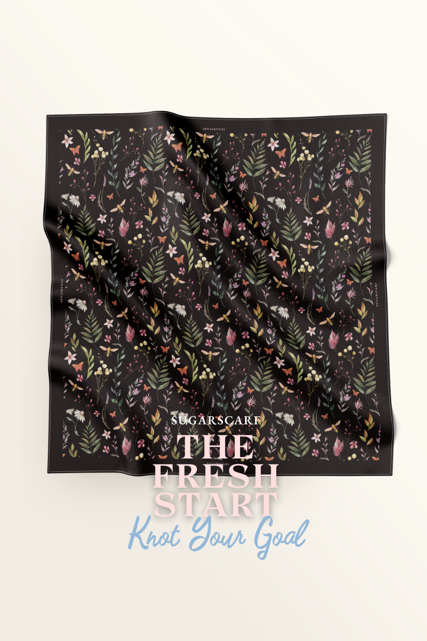 ( Square ) The Fresh Start Matte Satin Silk Scarf ( KNOT YOUR GOAL )