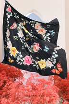 YES DEFECT - ( Square ) Garden of Hurrem Bloom Mixed Silk Satin Scarf ( ELMARA )