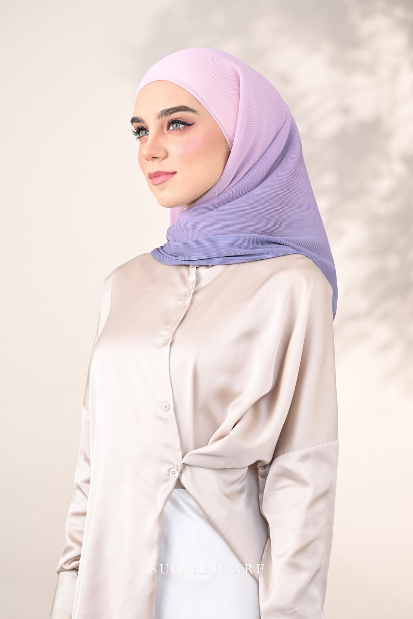 (SAMPLE) ( Full Wide Pleats Shawl ) Ombre ( Orchid Garden )