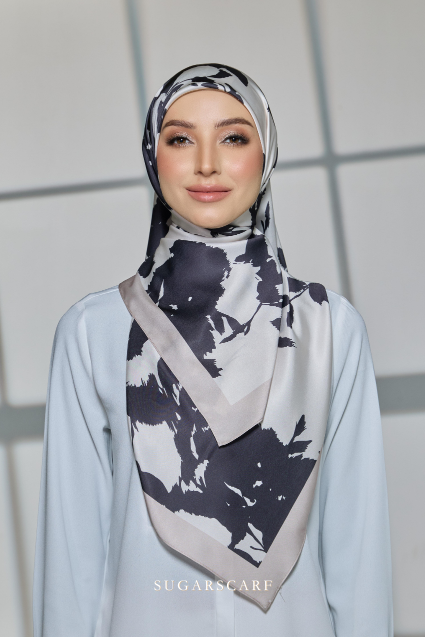 YES DEFECT - ( Square ) Celeste Matte Satin Silk Scarf ( RENEWED )